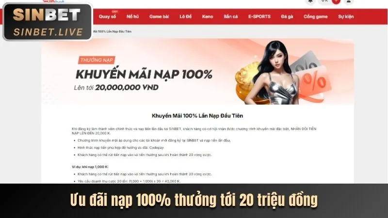 Hình ảnh tiền thưởng chào mừng cho người chơi mới